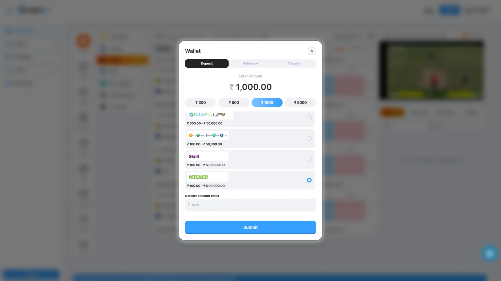 Top up your Indibet account to activate the welcome bonus.