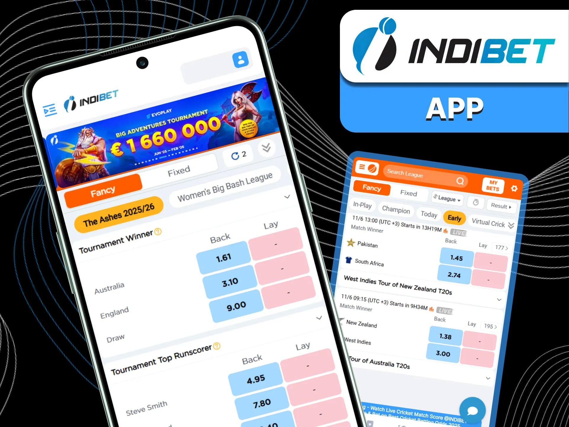 You can easily place bets on cricket on the Indibet app.