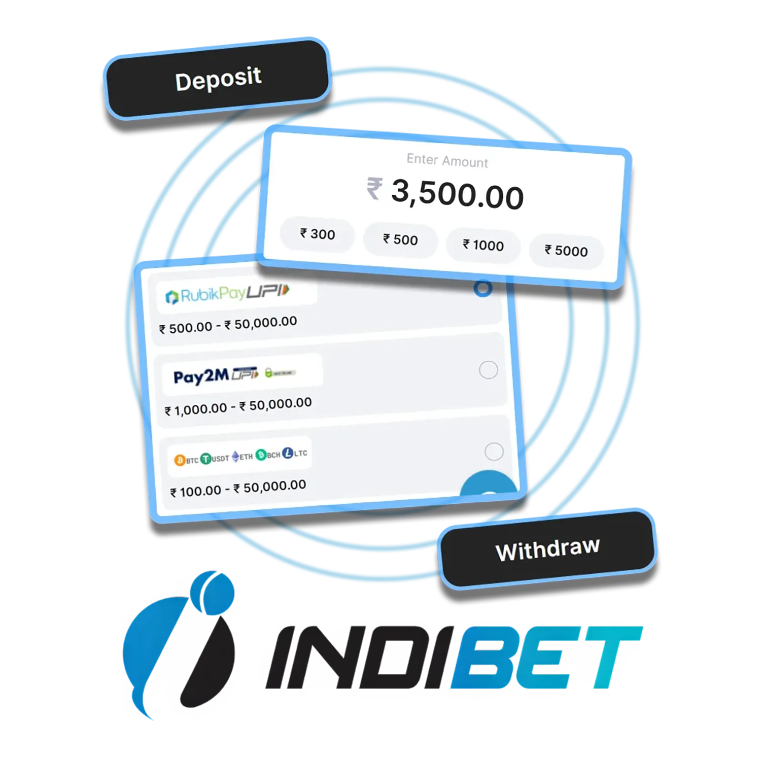 Make an instant deposit to Indibet and start betting on sports.